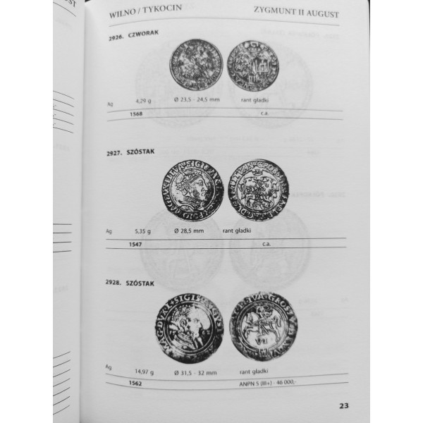Каталог. Монети Польщі. Katalog monet polskich. J. Parchimowicz. 1545-1586 і 1633-1864 вид. 6-е (2021)