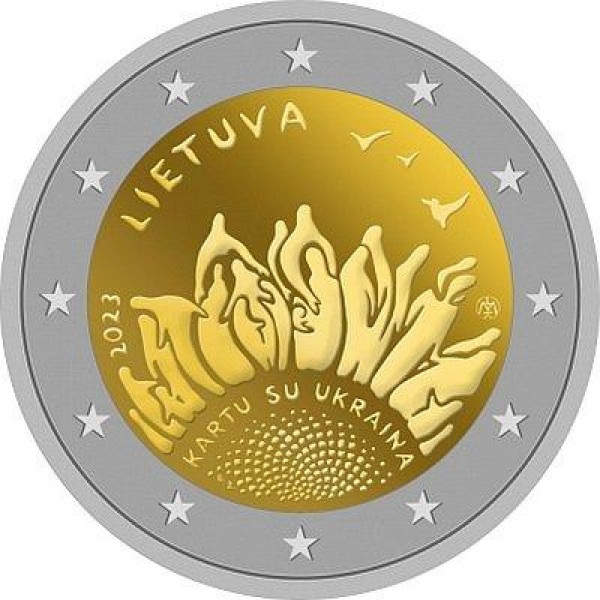 Литва 2 євро, 2023 Разом з Україною (в капсулі)