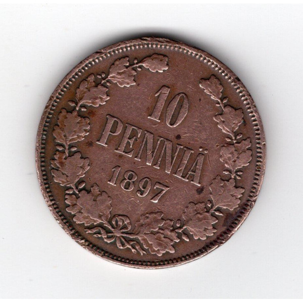 Фінляндія 10 пенні, 1897 (тираж 502.948)