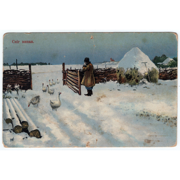 Листівка. Українські типи і краєвиди. Сніг випав. 1909. # 265