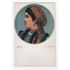 Листівка. Гуцулка. mal. W. Kryciński.
