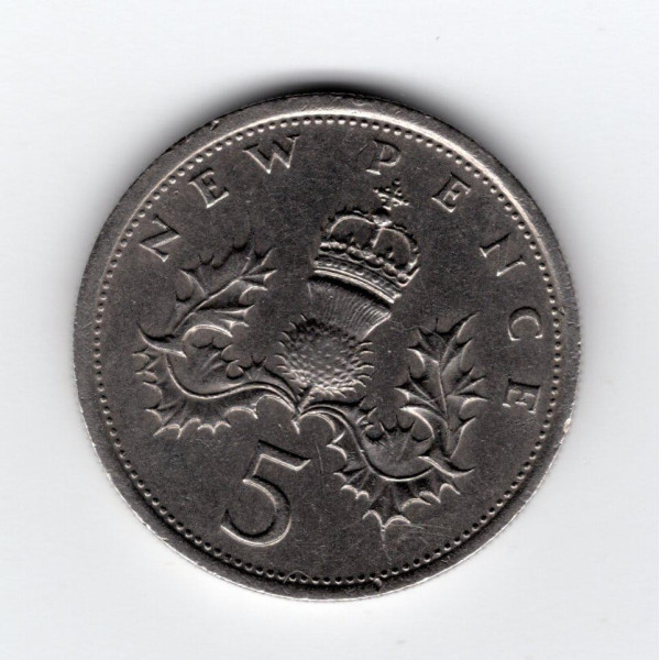 Велика Британія 5 нових пенсів, 1975