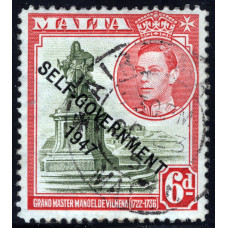 Мальта 1948 - 6 P - Король Георг VI та місцеві мотиви з написом "САМОУПРАВЛІННЯ - 1947" # 206