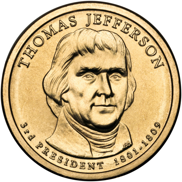 США 1 долар, 2007 Президент США - Томас Джефферсон (1801-1809)