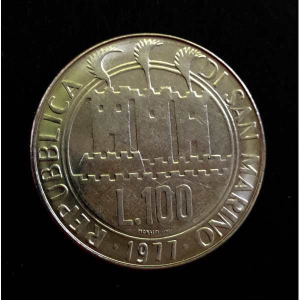 Сан-Марино 100 лір, 1977 Екологія LA TERRA FERITA DAL'INUTILE STRAGE