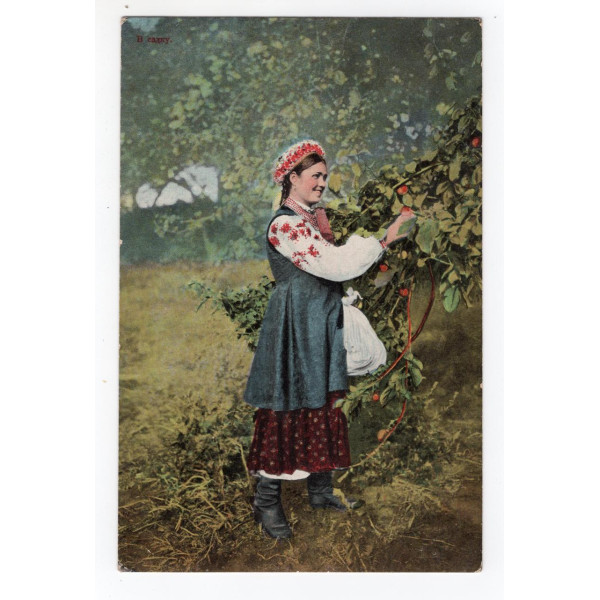 Листівка. Українські типи. Дівчина в садку. Widoki i Typy Ukrainy. 61